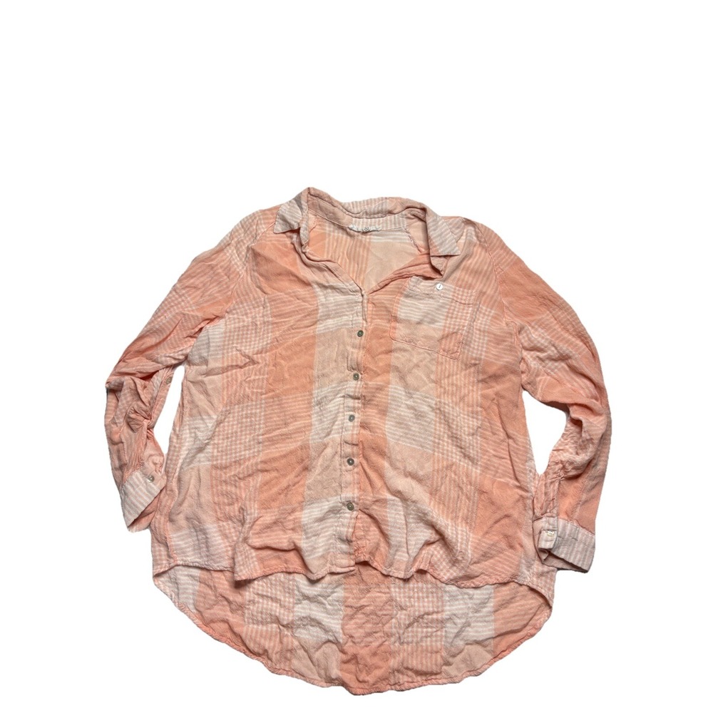 Jane and Delancey Womens Pink Plaid Long Sleeve Button Front Blouse SZ M Boho